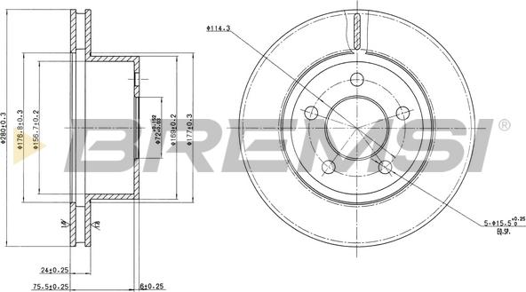 Bremsi CD7027V - Гальмівний диск autozip.com.ua