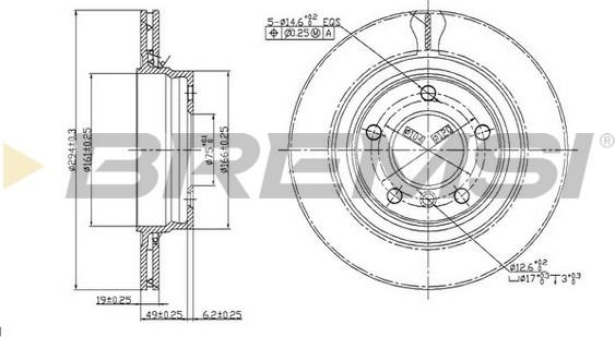 Bremsi CD7073V - Гальмівний диск autozip.com.ua