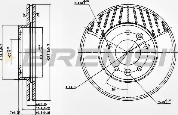 Bremsi CD7146V - Гальмівний диск autozip.com.ua