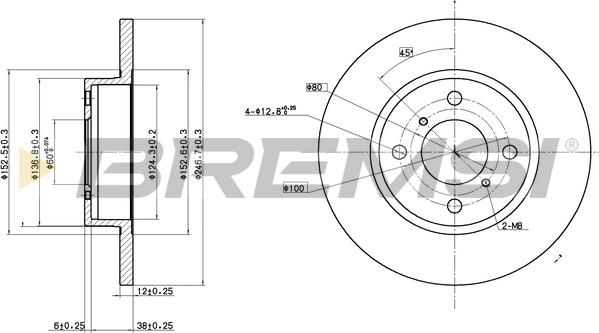 Bremsi CD7148S - Гальмівний диск autozip.com.ua