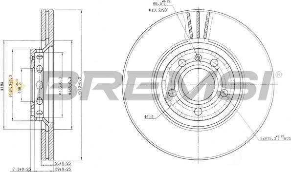 Bremsi CD7156V - Гальмівний диск autozip.com.ua