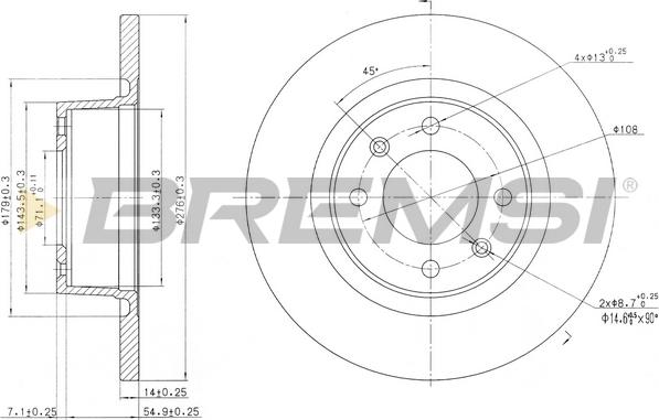 Bremsi CD7157S - Гальмівний диск autozip.com.ua