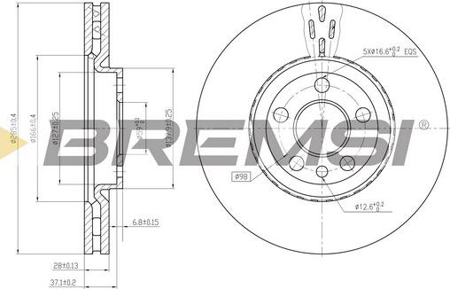 Bremsi CD7165V - Гальмівний диск autozip.com.ua