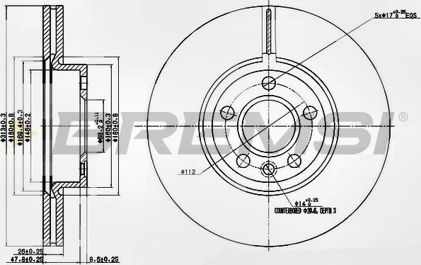 Bremsi CD7160V - Гальмівний диск autozip.com.ua