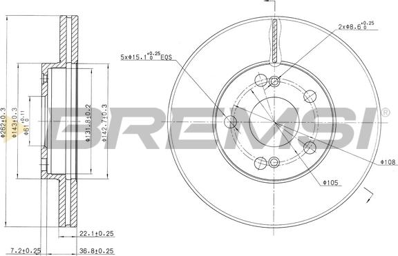 Bremsi CD7167V - Гальмівний диск autozip.com.ua