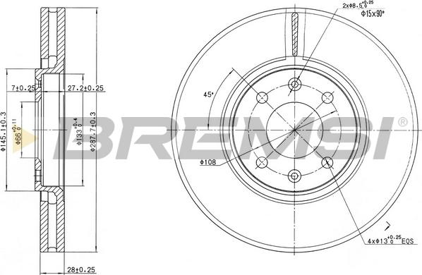 Bremsi CD7106V - Гальмівний диск autozip.com.ua