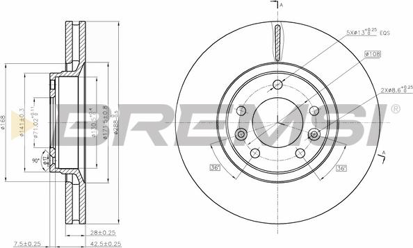 Bremsi CD7103V - Гальмівний диск autozip.com.ua