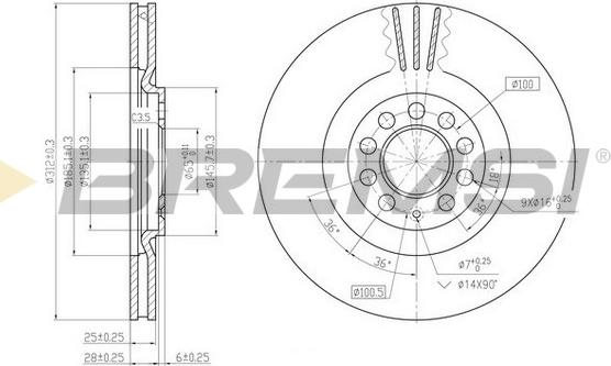 Bremsi CD7118V - Гальмівний диск autozip.com.ua