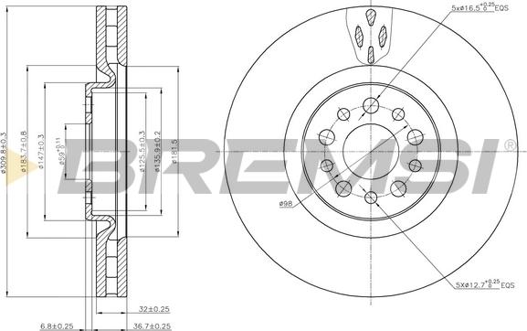 Bremsi CD7180V - Гальмівний диск autozip.com.ua