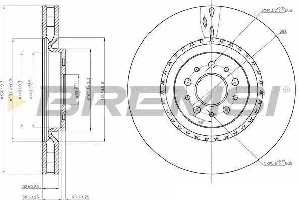 Bremsi CD7183V - Гальмівний диск autozip.com.ua