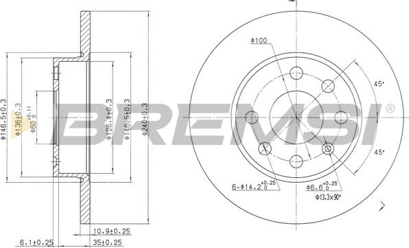 Bremsi CD7129S - Гальмівний диск autozip.com.ua