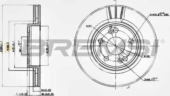 Bremsi CD7123V - Гальмівний диск autozip.com.ua