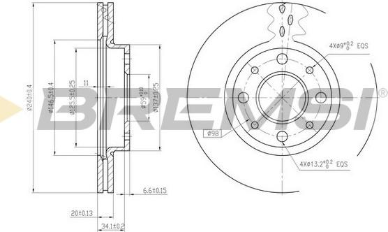 Bremsi CD7179V - Гальмівний диск autozip.com.ua