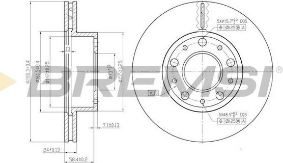 Bremsi CD7170V - Гальмівний диск autozip.com.ua