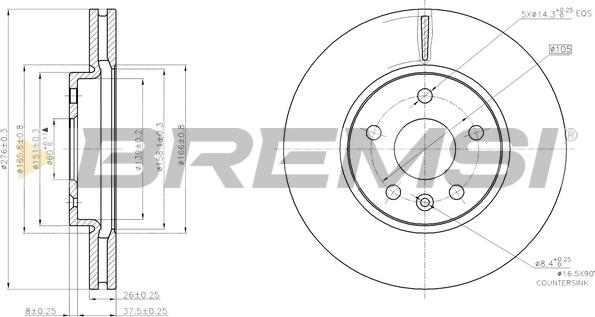 Bremsi CD7869V - Гальмівний диск autozip.com.ua