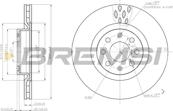 Bremsi CD7804S - Гальмівний диск autozip.com.ua