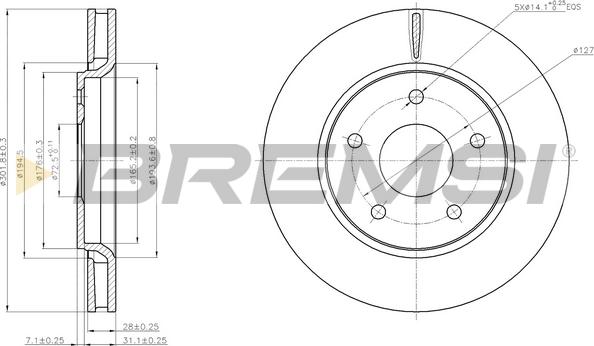 Bremsi CD7807V - Гальмівний диск autozip.com.ua