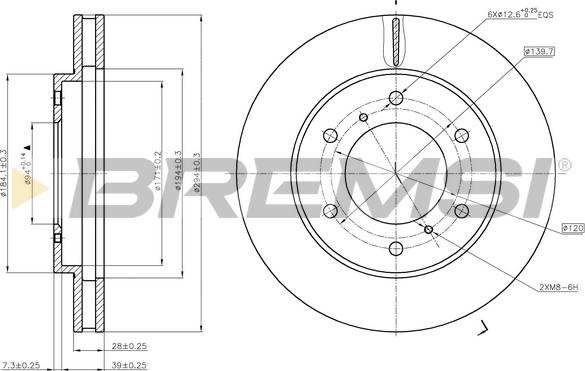 Bremsi CD7818V - Гальмівний диск autozip.com.ua