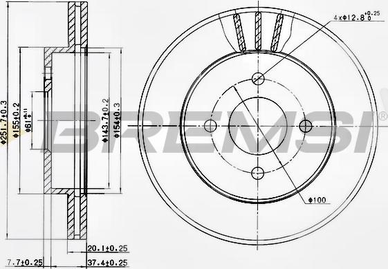 Bremsi CD7885V - Гальмівний диск autozip.com.ua