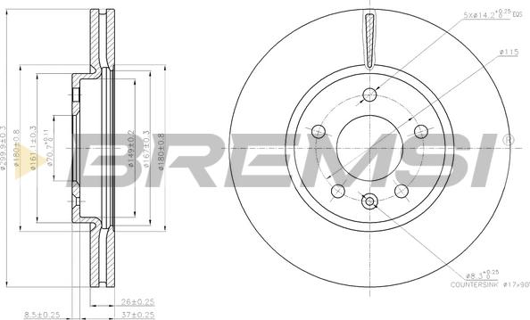 Bremsi CD7870V - Гальмівний диск autozip.com.ua