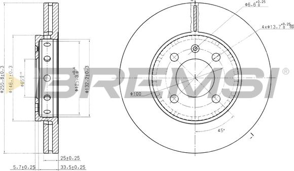 Bremsi CD7365V - Гальмівний диск autozip.com.ua