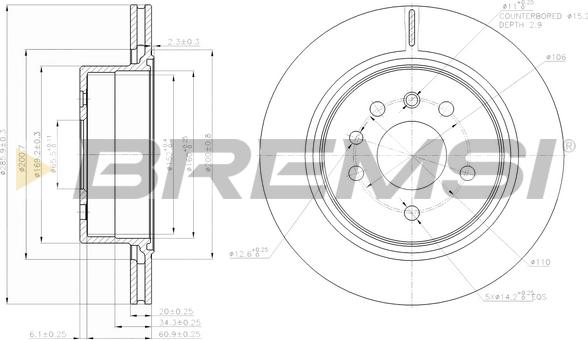 Bremsi CD7366V - Гальмівний диск autozip.com.ua