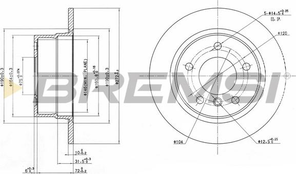 Bremsi CD7361S - Гальмівний диск autozip.com.ua