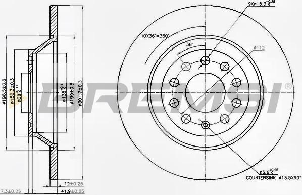 Bremsi CD7307S - Гальмівний диск autozip.com.ua