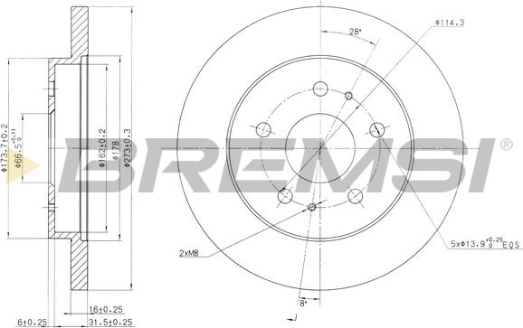 Bremsi CD7387S - Гальмівний диск autozip.com.ua