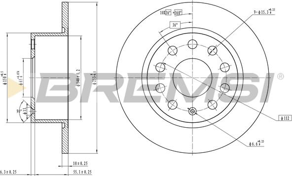 Bremsi CD7334S - Гальмівний диск autozip.com.ua