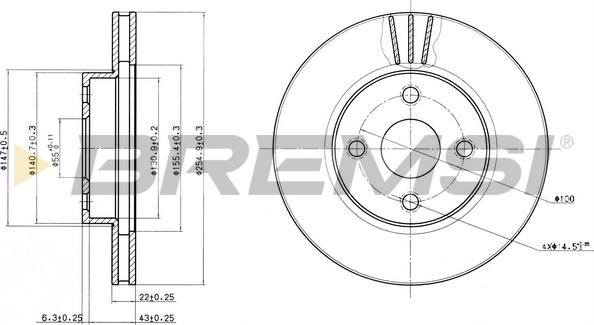 Bremsi CD7335V - Гальмівний диск autozip.com.ua