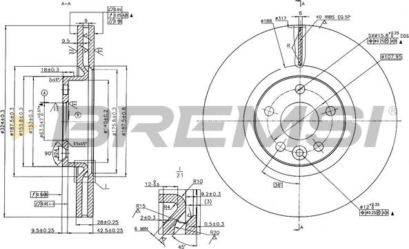 Bremsi CD7320V - Гальмівний диск autozip.com.ua