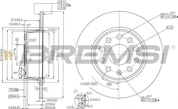 Bremsi CD7328S - Гальмівний диск autozip.com.ua