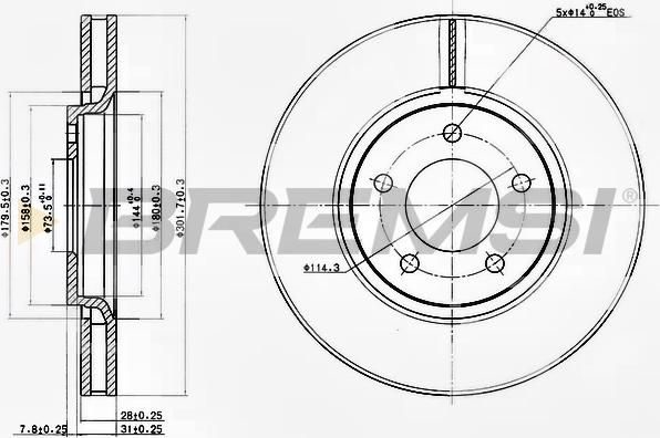 Bremsi CD7372V - Гальмівний диск autozip.com.ua