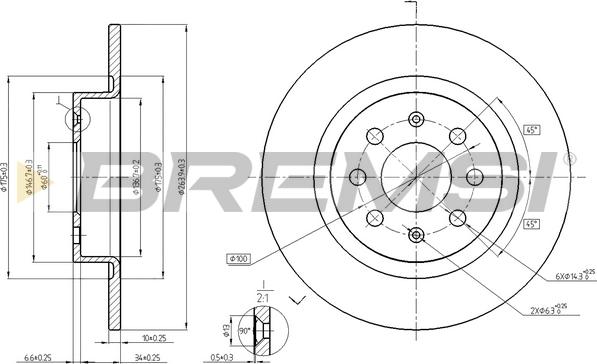 Bremsi CD7299S - Гальмівний диск autozip.com.ua