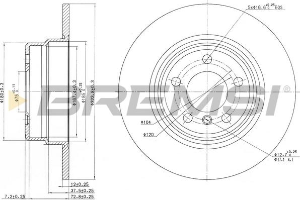 Bremsi CD7255S - Гальмівний диск autozip.com.ua