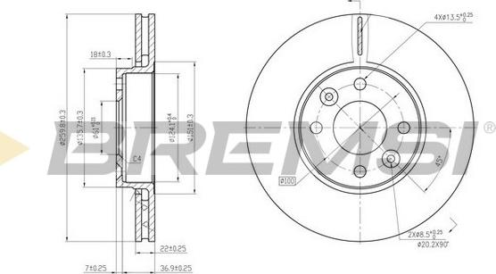 Bremsi CD7201V - Гальмівний диск autozip.com.ua