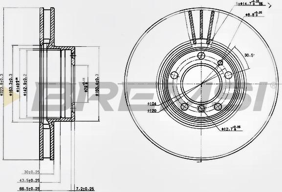 Bremsi CD7202V - Гальмівний диск autozip.com.ua