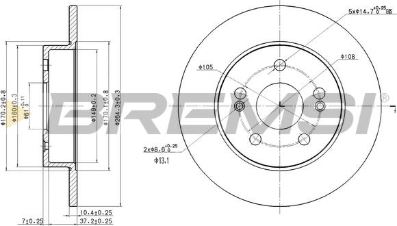 Bremsi CD7213S - Гальмівний диск autozip.com.ua