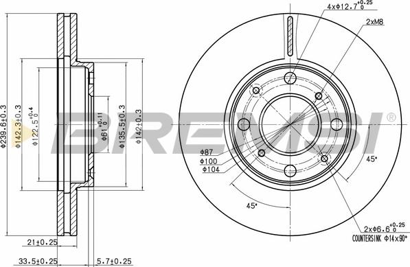 Bremsi CD7231V - Гальмівний диск autozip.com.ua