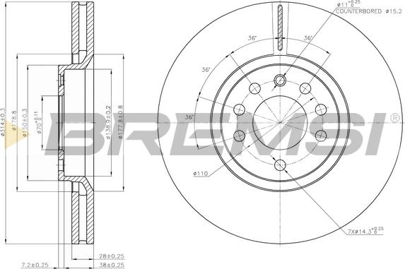 Bremsi CD7237V - Гальмівний диск autozip.com.ua