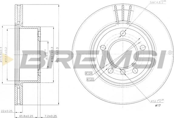 Bremsi CD7229V - Гальмівний диск autozip.com.ua