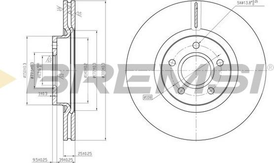 Bremsi CD7225V - Гальмівний диск autozip.com.ua