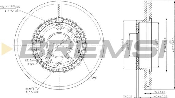 Bremsi CD7278V - Гальмівний диск autozip.com.ua