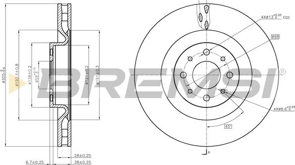 Bremsi CD7745V - Гальмівний диск autozip.com.ua