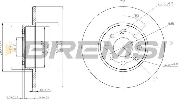 Bremsi CD7741S - Гальмівний диск autozip.com.ua