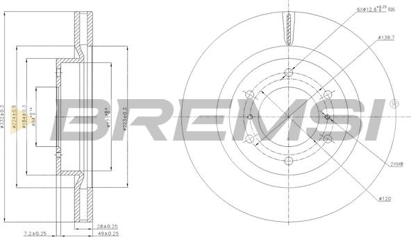 Bremsi CD7757V - Гальмівний диск autozip.com.ua