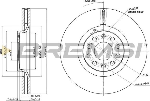 Bremsi CD7705V - Гальмівний диск autozip.com.ua