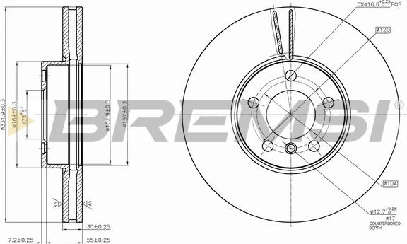 Bremsi CD7714V - Гальмівний диск autozip.com.ua