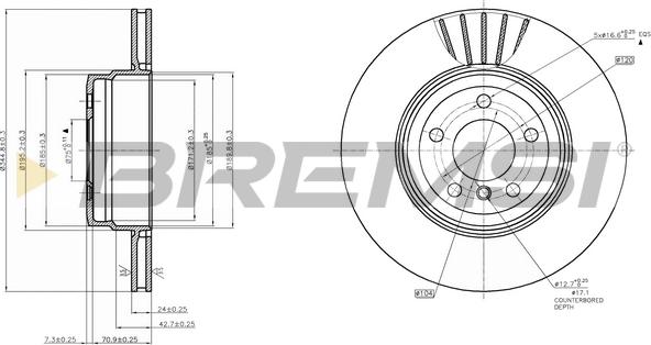 Bremsi CD7716V - Гальмівний диск autozip.com.ua